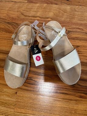 art class Metallic Gold Two-Strap Ankle Buckle Sandals